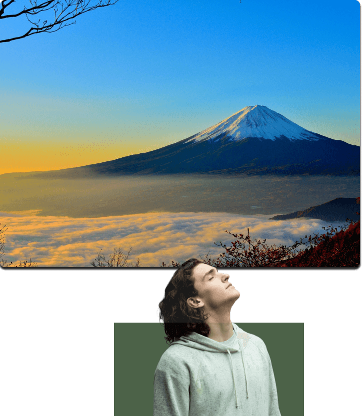 Picture of mountain and man