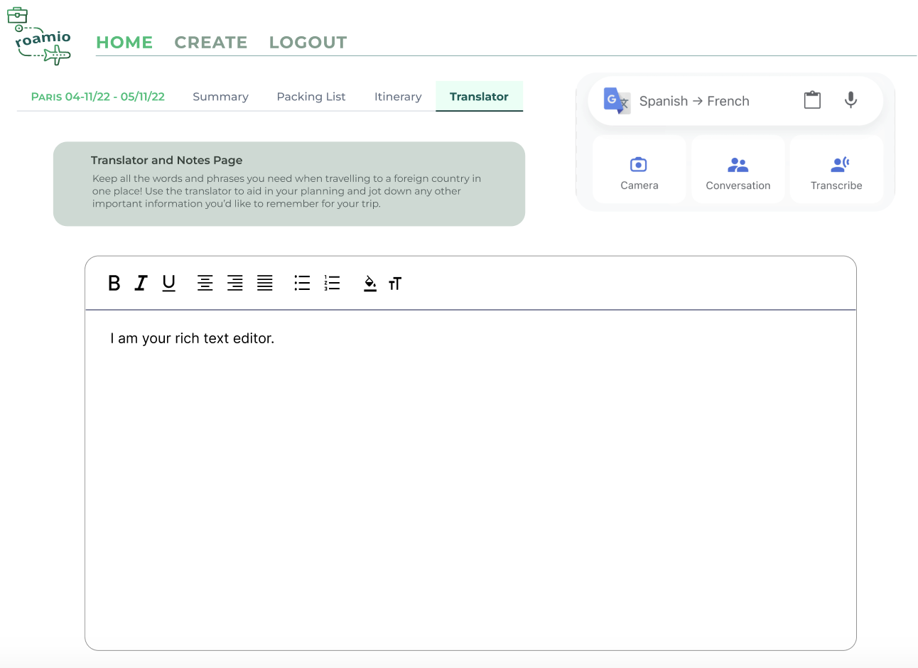 Translator Page